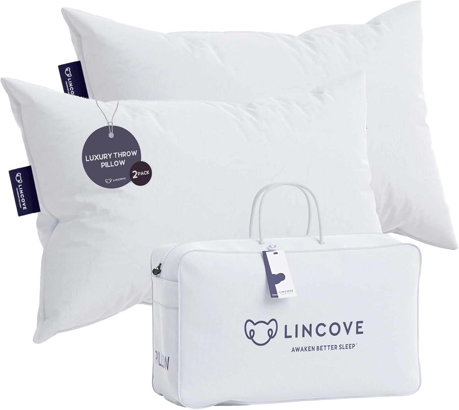 Lincove 12"x20" White Cotton Down-Alternative Pillow Inserts, 2 Pack