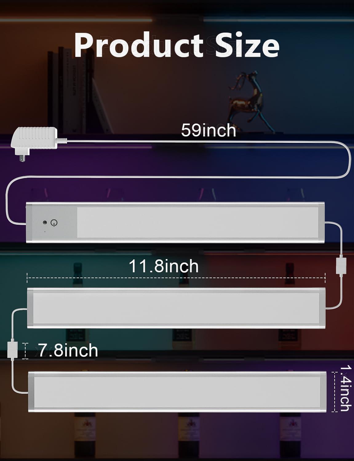 Remote Control RGB Lights Under Cabinet Lighting Rechargeable, 48-LED Wireless Kitchen Counter Lights Closet Light RGB Bar Perfect for Indoor Pantry Display Shelf Hallway 1 Pack, 15 Color Changing