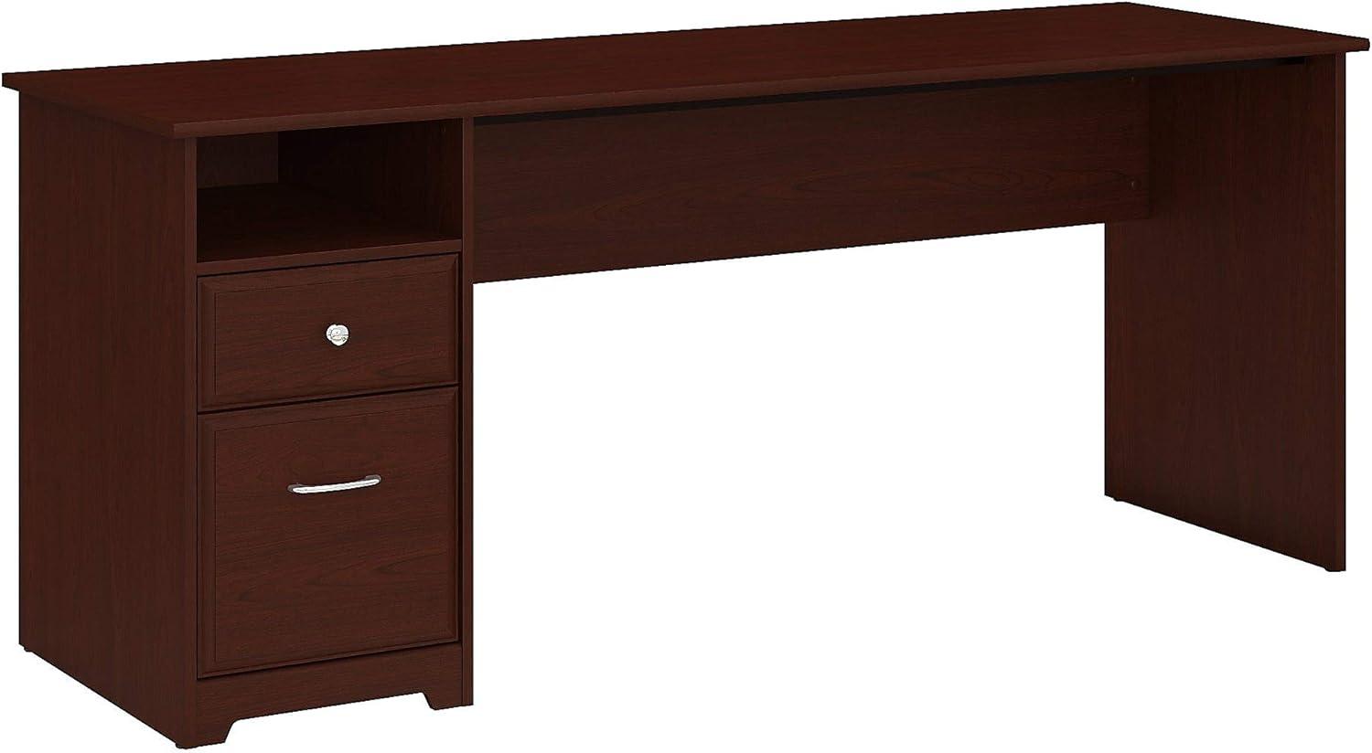 Transitional Harvest Cherry 72" Home Office Desk with Filing Cabinet