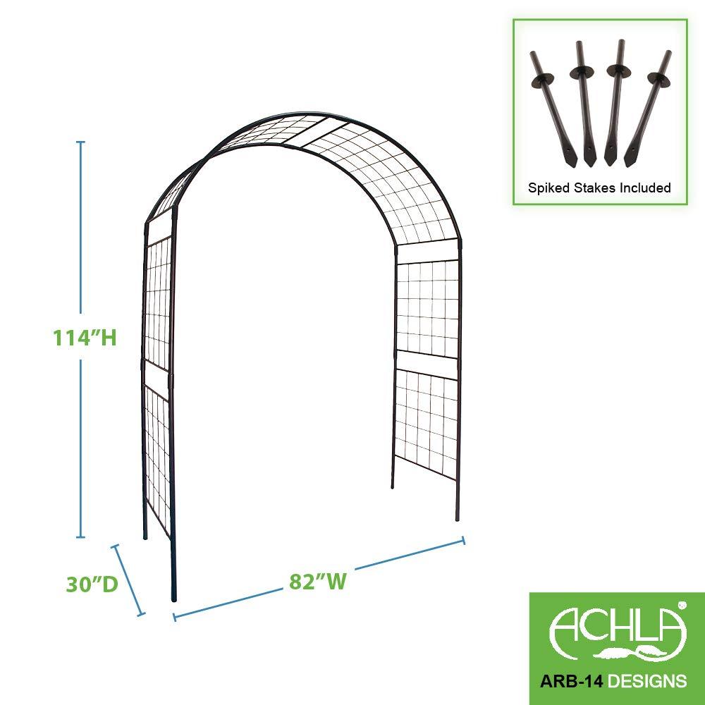 Achla Designs Elegant Handcrafted Monet II Wrought Iron Garden Arbor, 114.5 Inch Tall, Graphite Powder Coated Finish