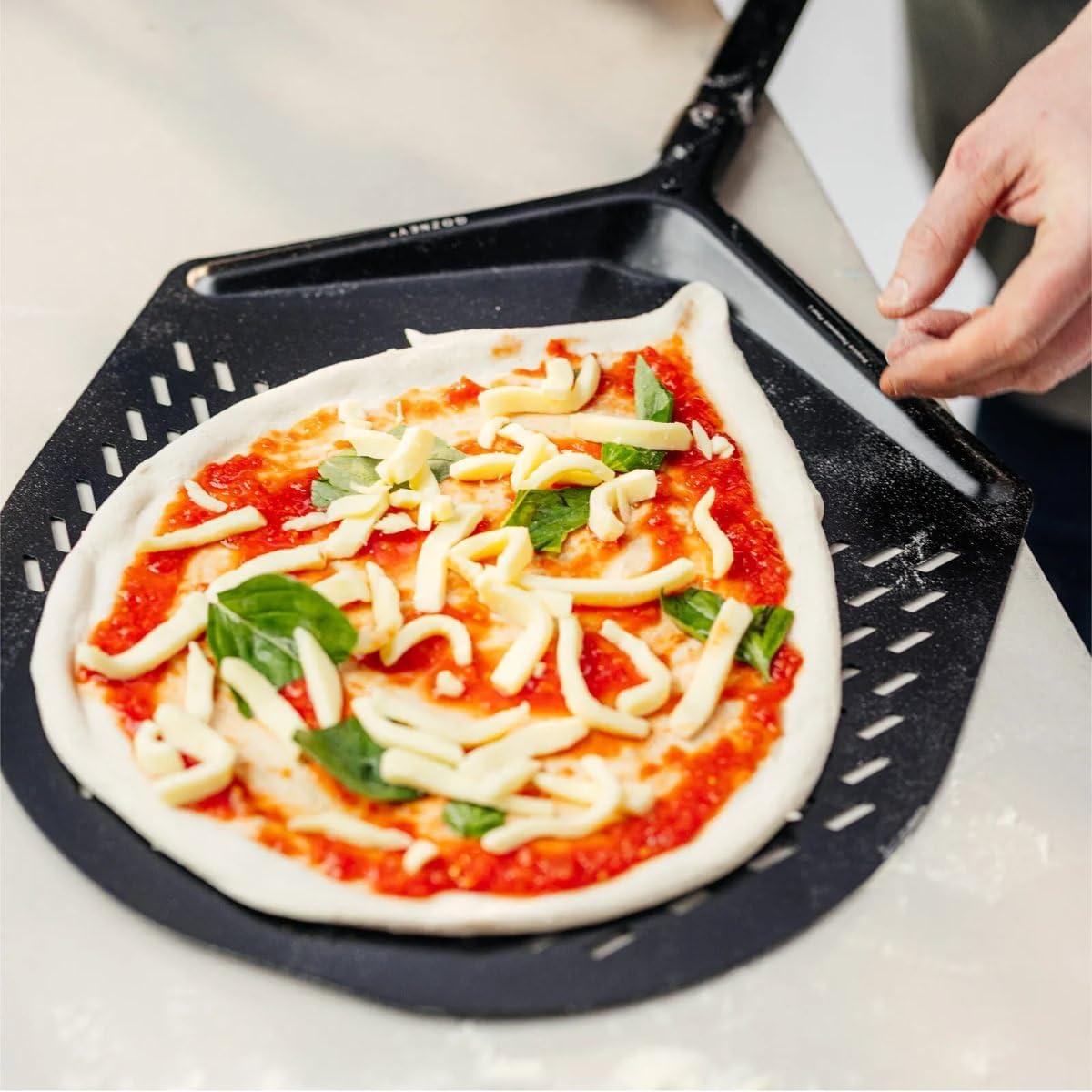 Gozney Balance Placement Peel for 12" Pizzas, Compatible with All Gozney Pizza Ovens, With A Perforated Aluminum Blade & Beech Wood Handle