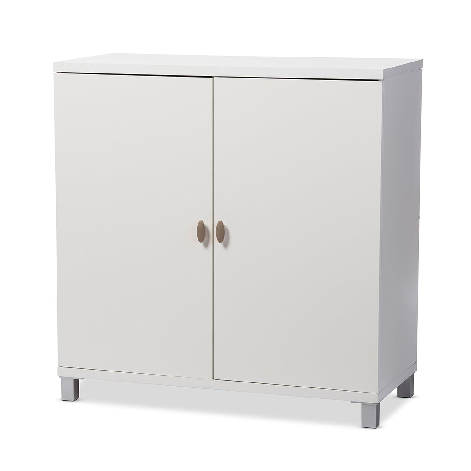 Marcy Modern and Contemporary Wood Entryway Storage Sideboard Cabinet - White - Baxton Studio: Engineered Wood, 5 Shelves, Bag Organizer