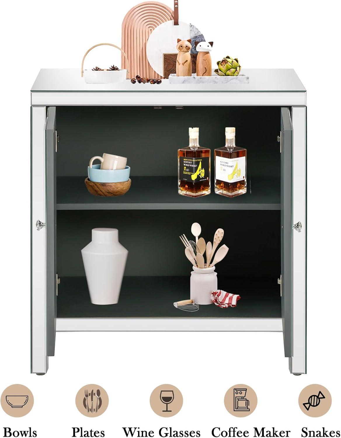 Storage Cabinet with Mirror Trim Living Room Dining Room Entryway Kitchen M Shape