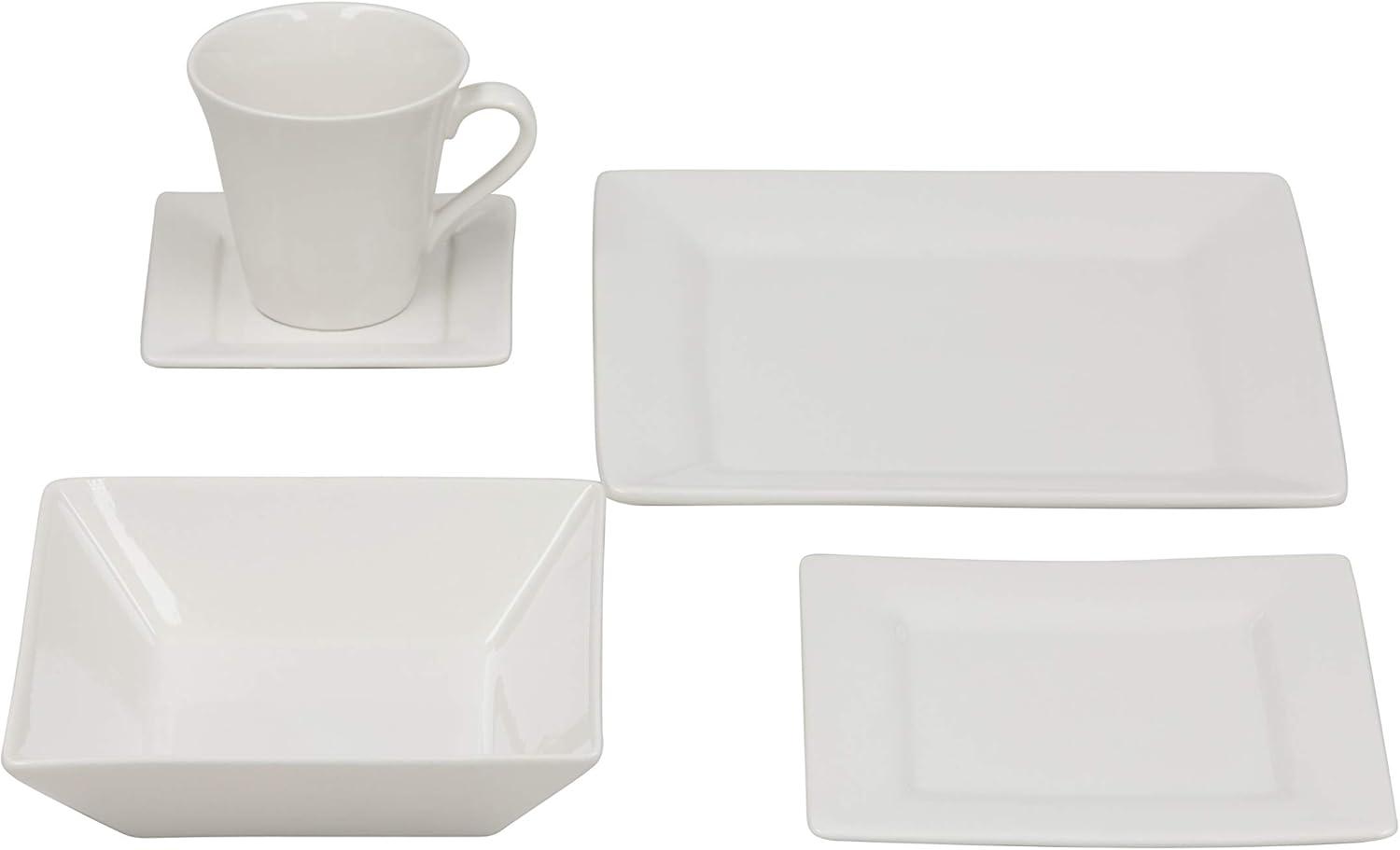 10 Strawberry Street Nova Square 30 Piece Stoneware Dinnerware Set - Cream/White