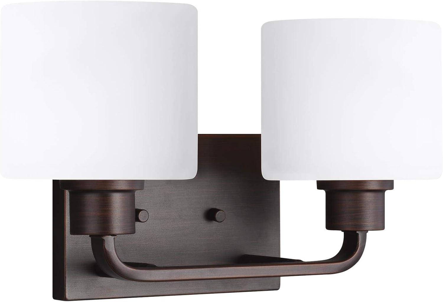 Canfield Bronze 2-Light Vanity Fixture with Etched Glass