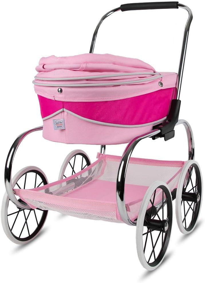 Valco Baby Princess Doll Stroller, High Quality Toy Stroller for Toddlers & Children, Excellent Holiday Gift for Realistic Pretend Play - Hot Pink