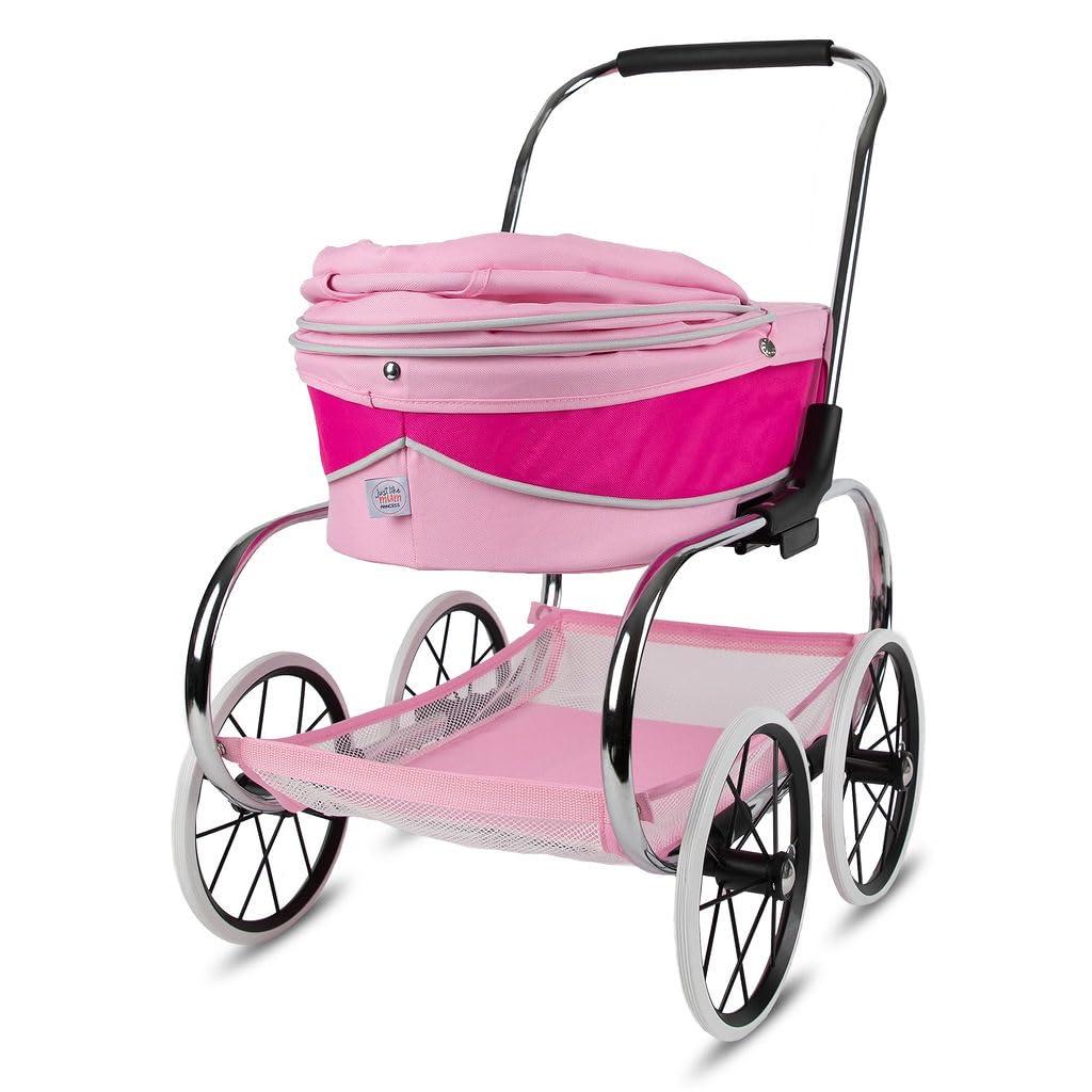 Valco Baby Princess Doll Stroller, High Quality Toy Stroller for Toddlers & Children, Excellent Holiday Gift for Realistic Pretend Play - Hot Pink