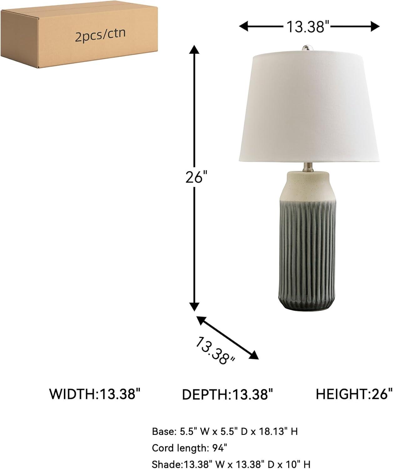 Signature Design by Ashley Afener Contemporary 25.75" Ceramic Table Lamp, Set of 2, Blue & Beige