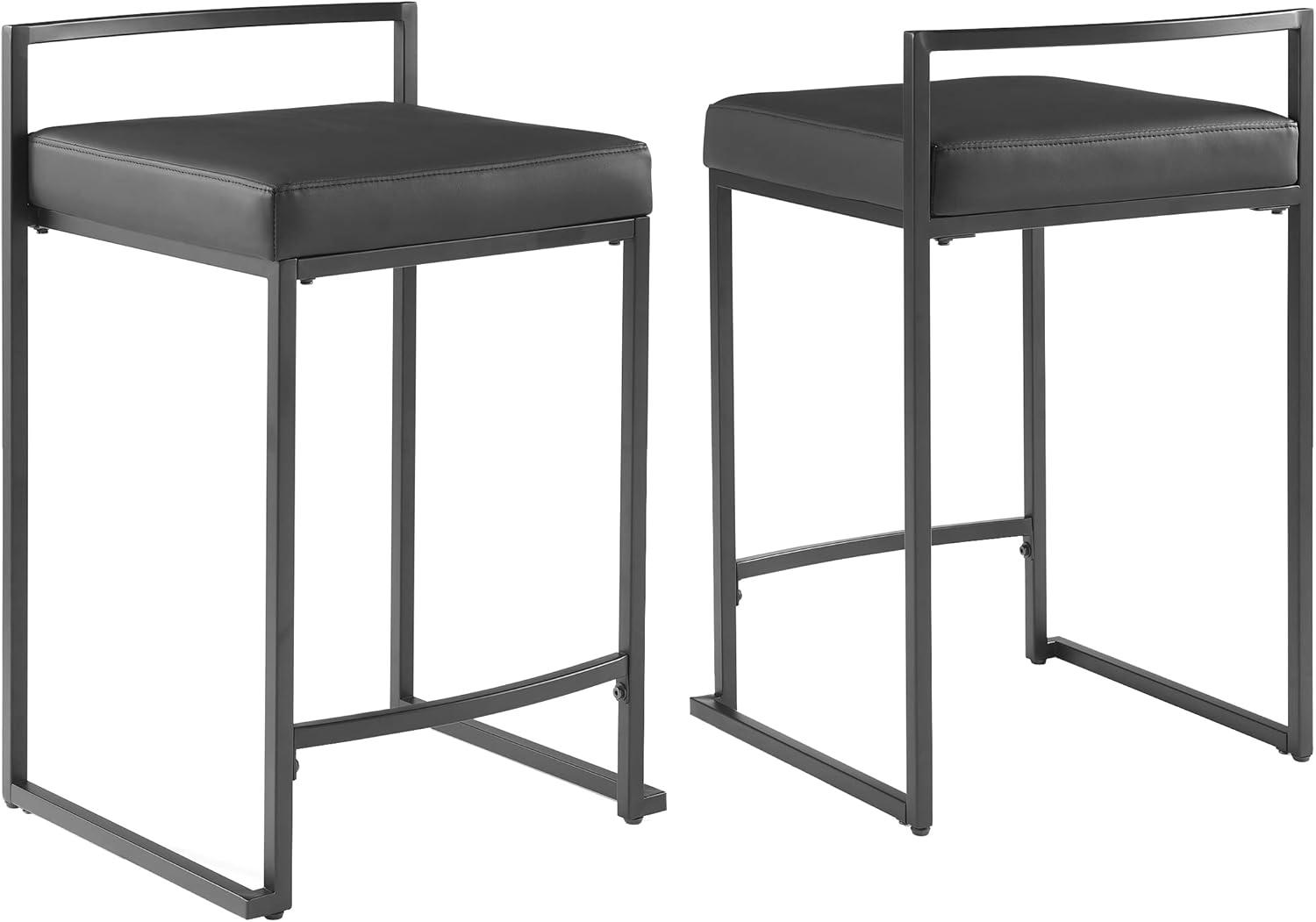 Harlowe Matte Black Vegan Leather Counter Stools, Set of 2