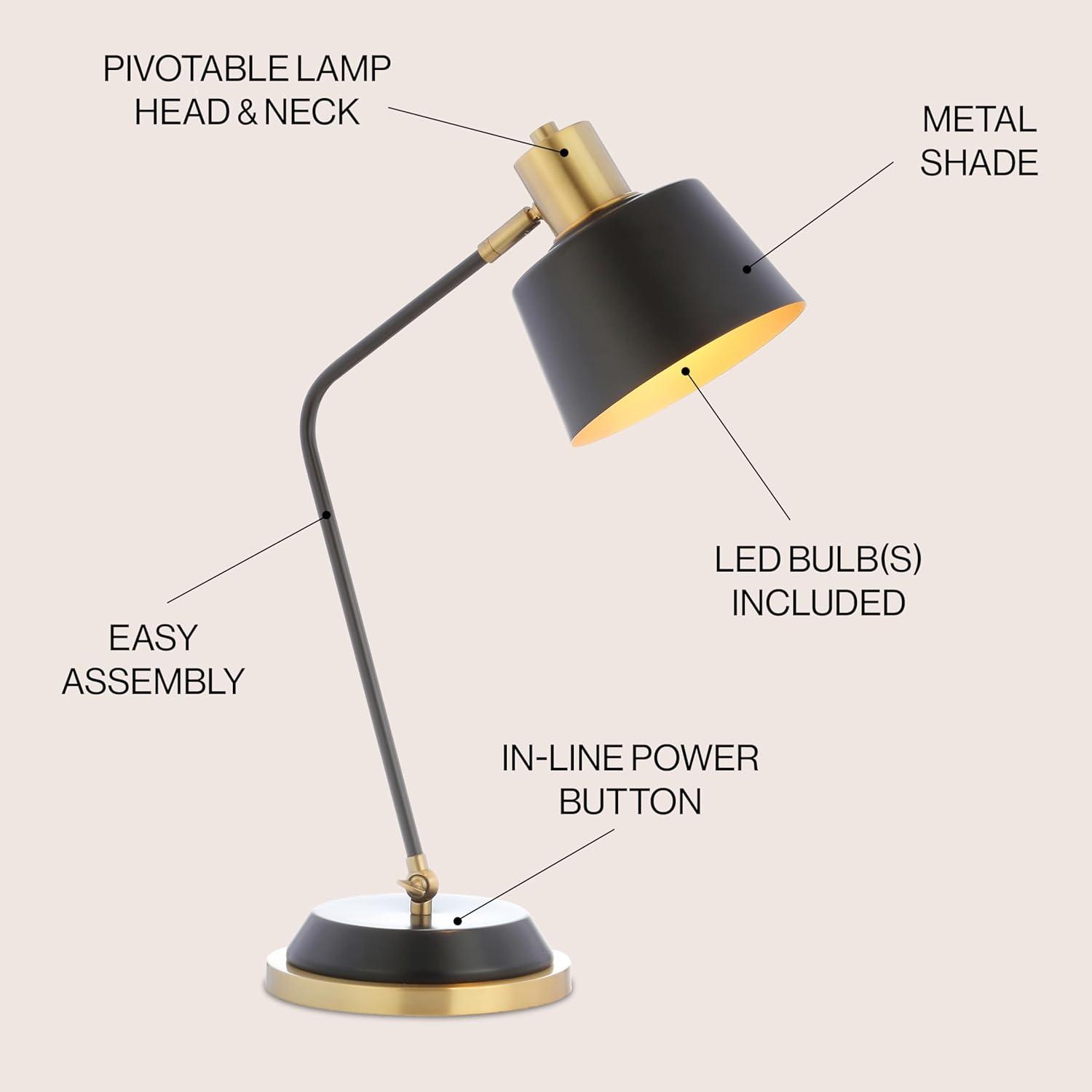 Black and Brass Adjustable Metal LED Desk Lamp