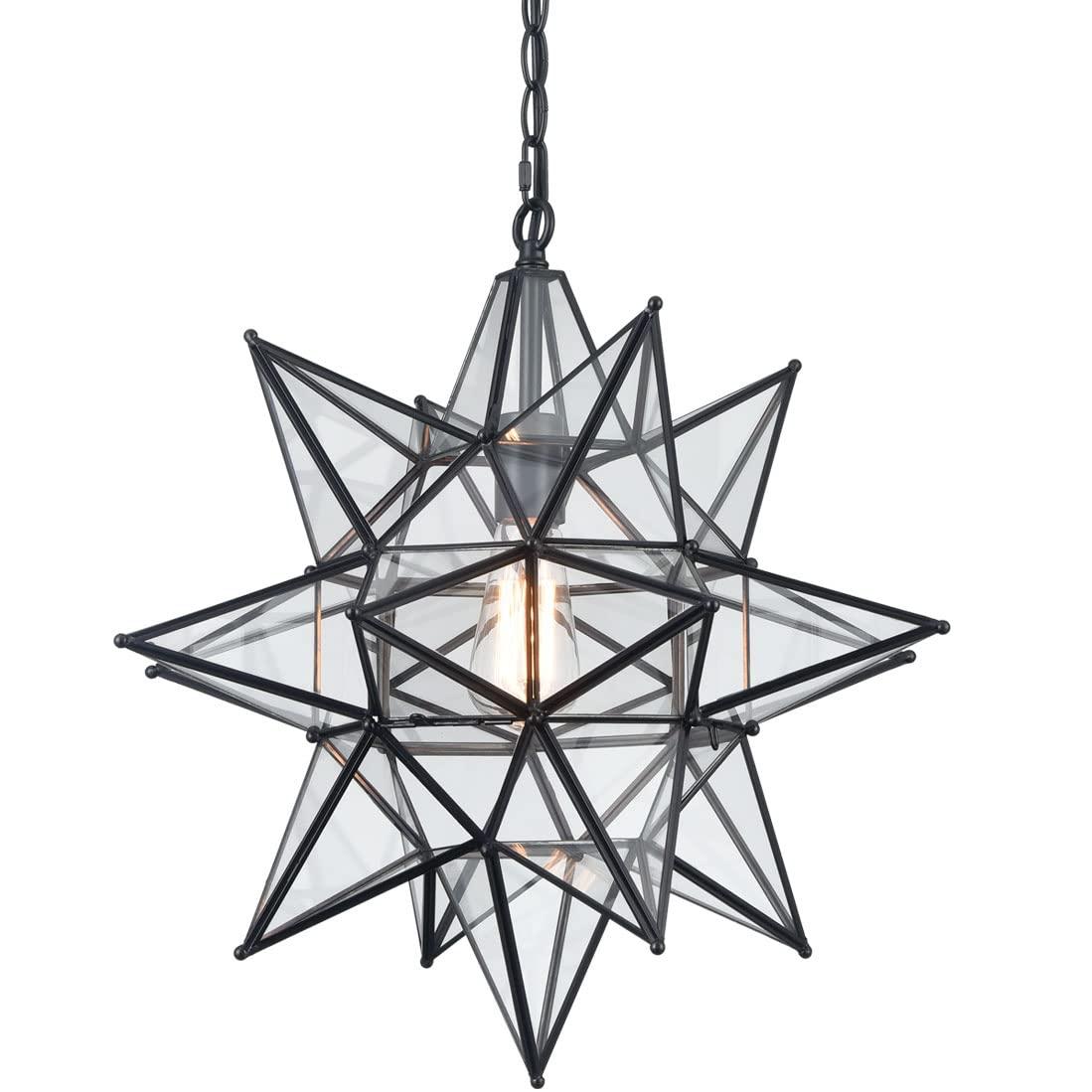 Casablanca Modern Boho Moravian Star Pendant Light 20 Inch Large Black Hanging Light