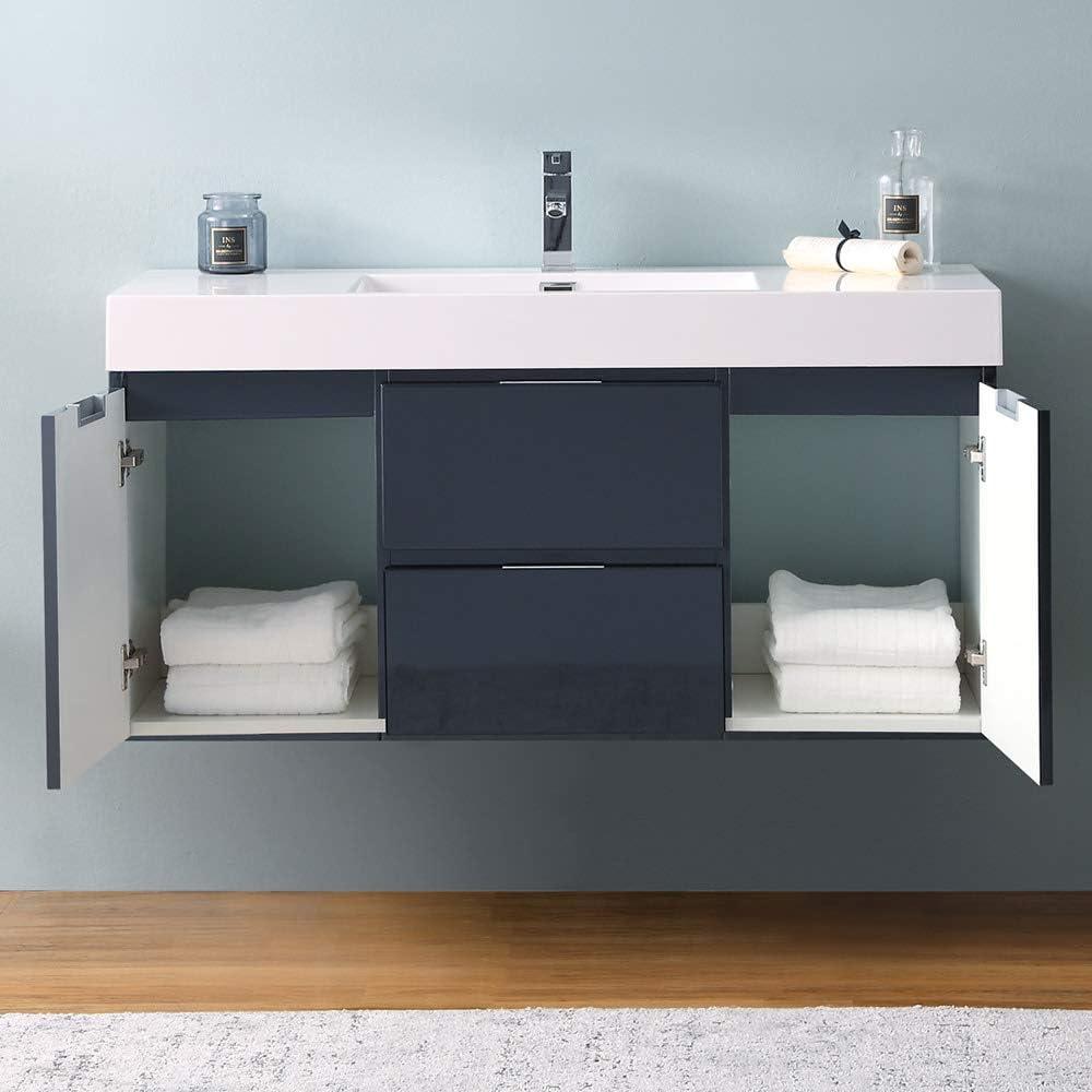 Valencia 48" Wall Mount Single Sink Bathroom Vanity with Top and Sink (Faucet Not Included)