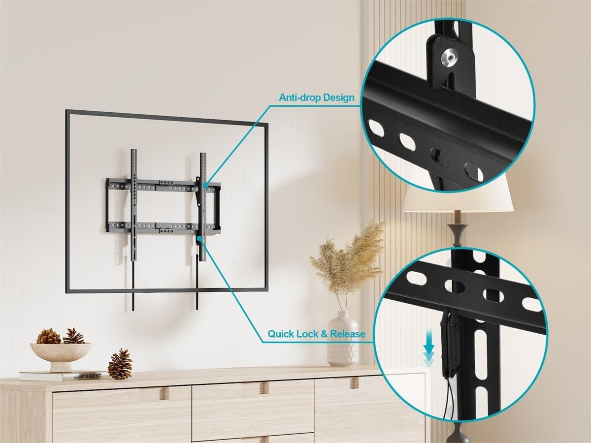 Monoprice Low Profile Tilt TV Wall Mount For 40" To 90" TVs up to 165lbs, Max VESA 600x400, Works with Concrete,