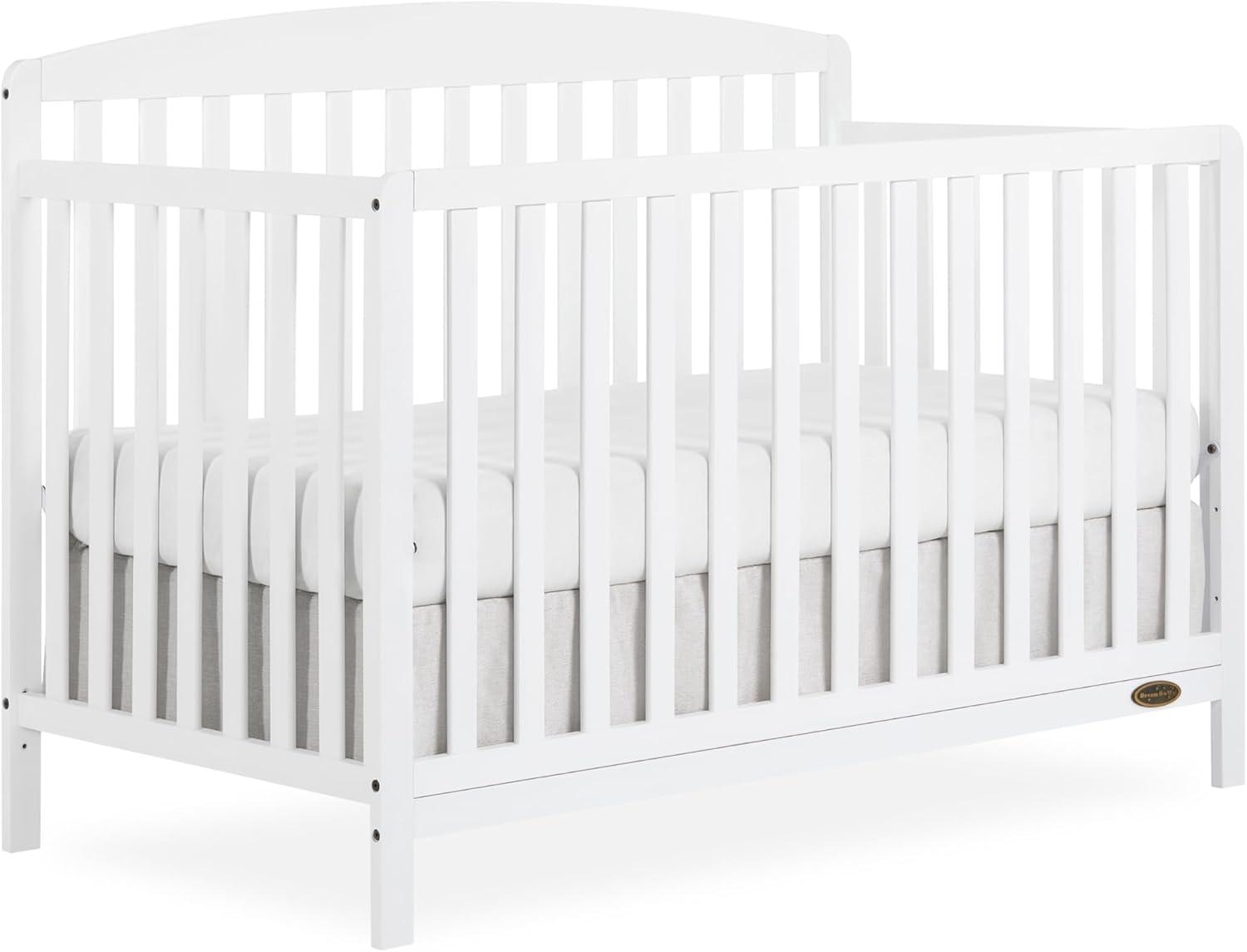 White Pinewood 5-in-1 Convertible Crib with Adjustable Mattress Height