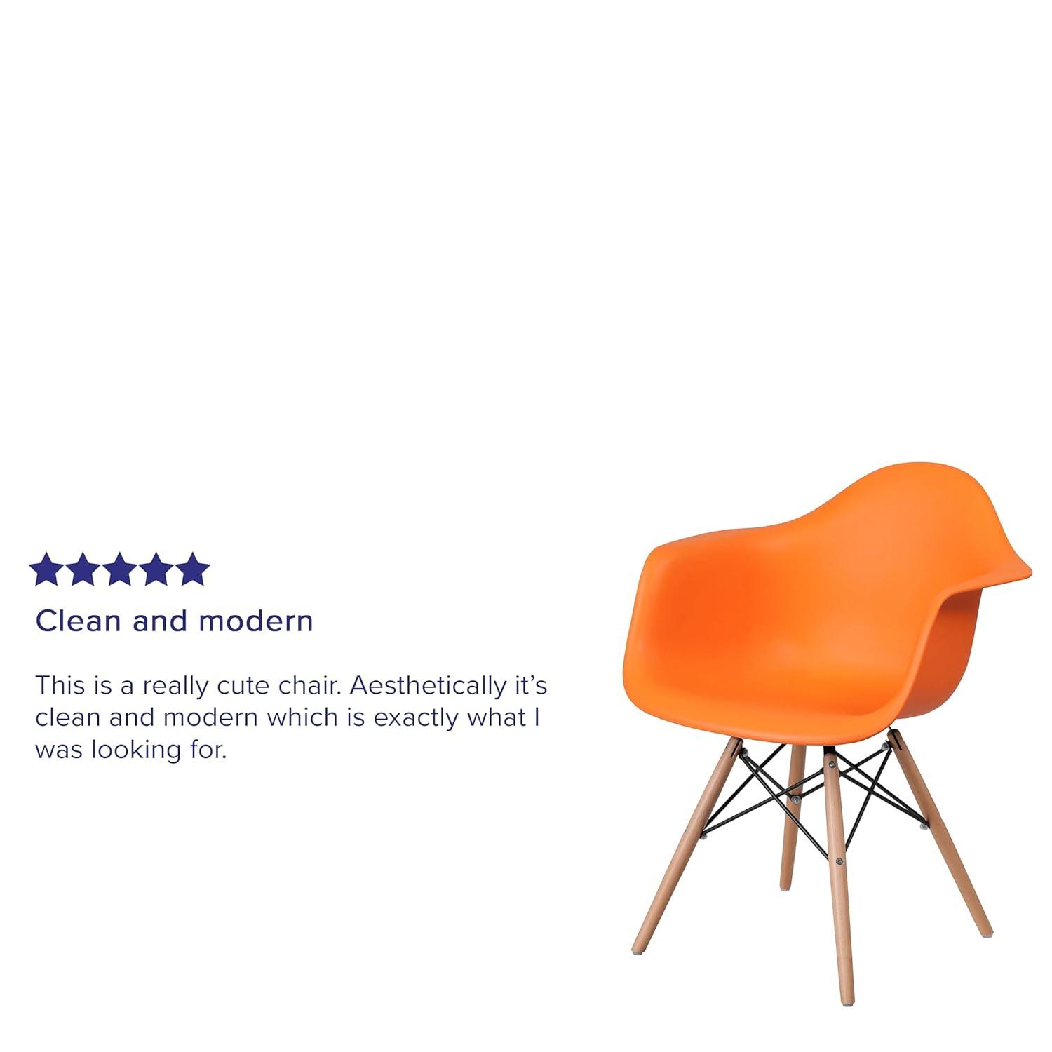 Flash Furniture Alonza Series Orange Plastic Chair with Wooden Legs