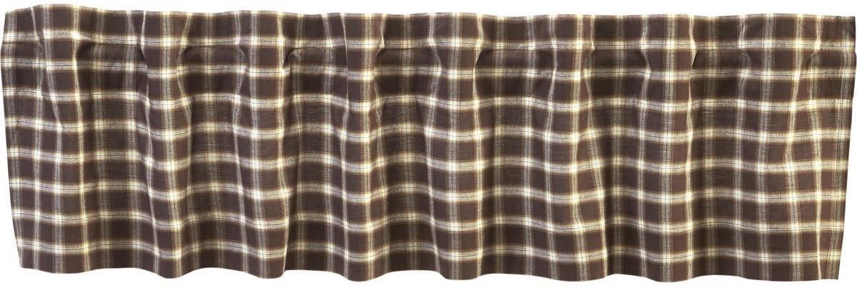 VHC Brands Rustic & Lodge Farmhouse Kitchen Window Curtains-Rory Valance, 16x72, Chocolate Brown