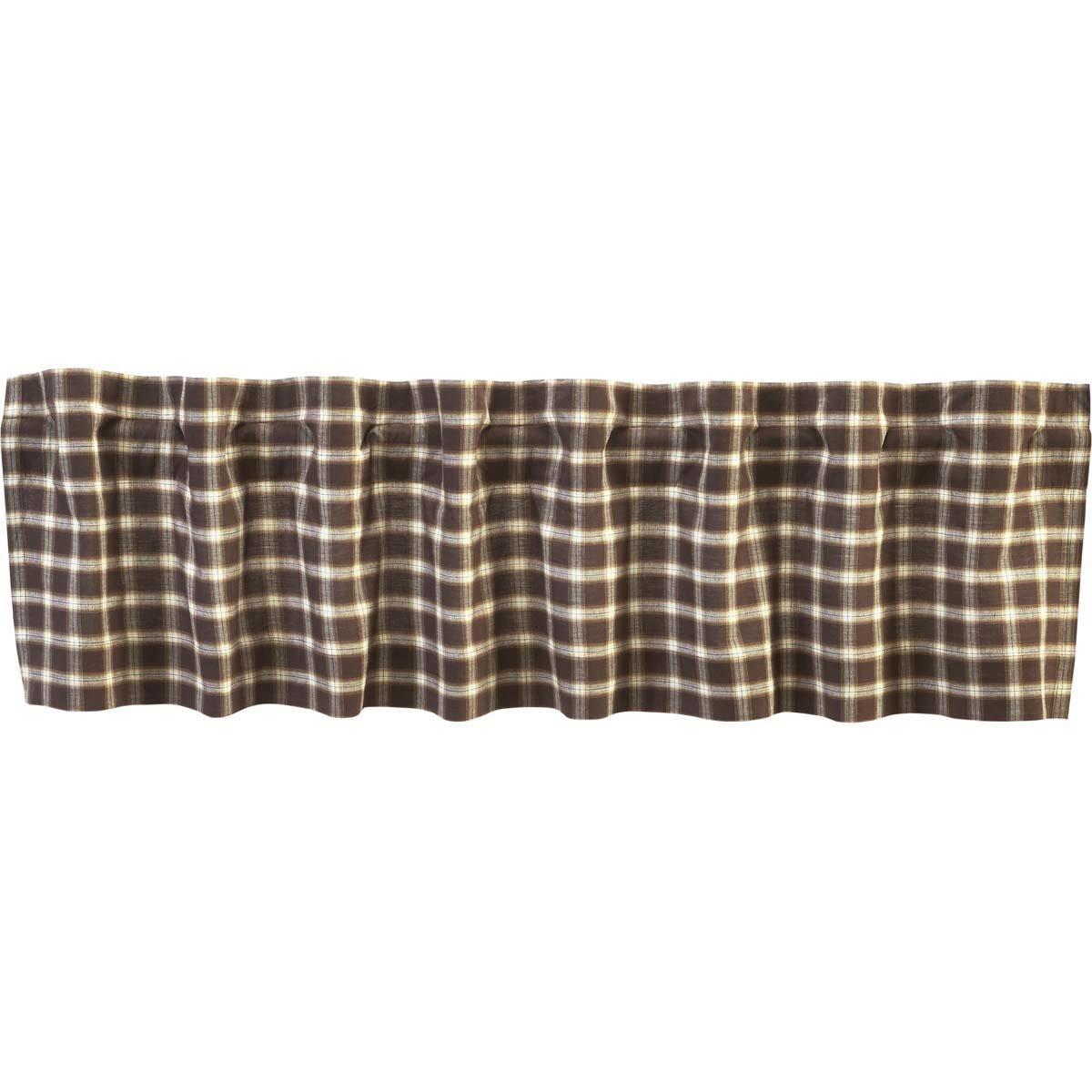 VHC Brands Rustic & Lodge Farmhouse Kitchen Window Curtains-Rory Valance, 16x72, Chocolate Brown