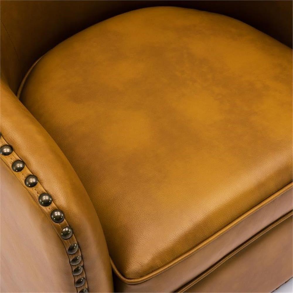 Comfort Pointe Tyler Faux Leather Solid Swivel Armchair, Camel Brown
