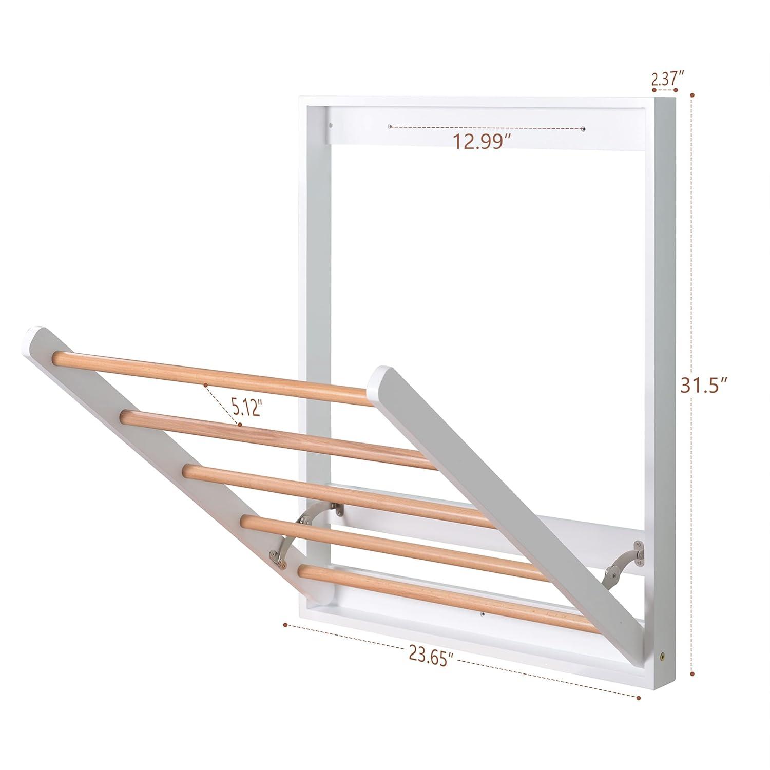 Wall Mounted Clothes Drying Rack for Laundry, Foldable Wooden Clothing Dryer Racks Indoor Use