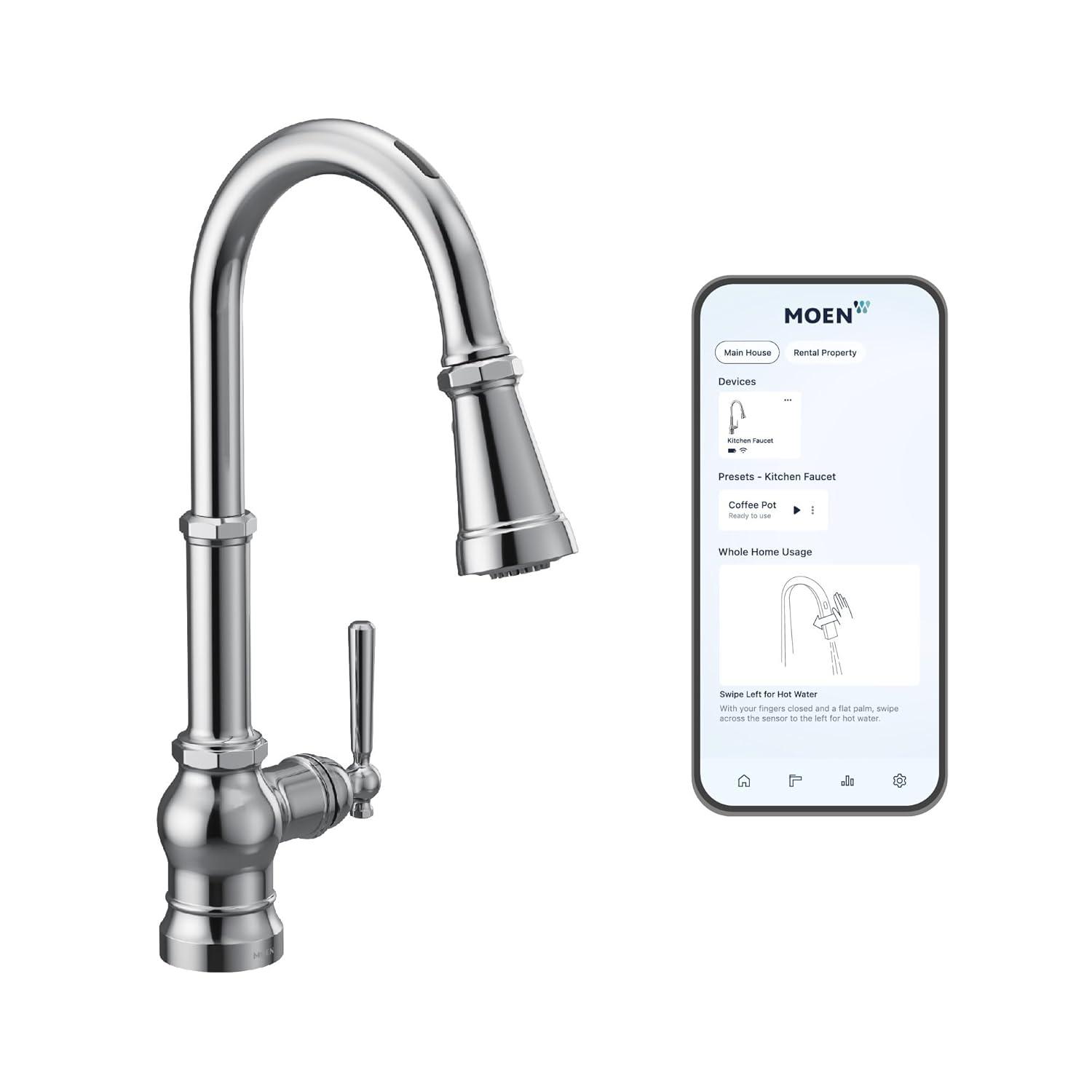 Paterson Smart Faucet Touchless Pull-Down Sprayer Kitchen Faucet with Voice and Motion Control