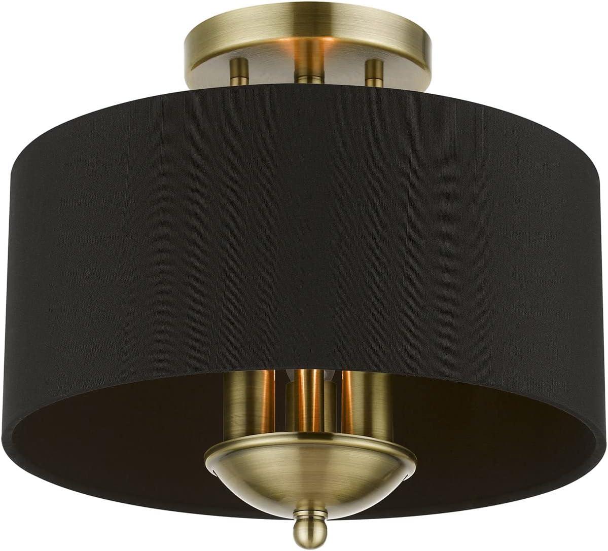 Livex Lighting Huntington 3 - Light Semi-Flush Mount in  Antique Brass