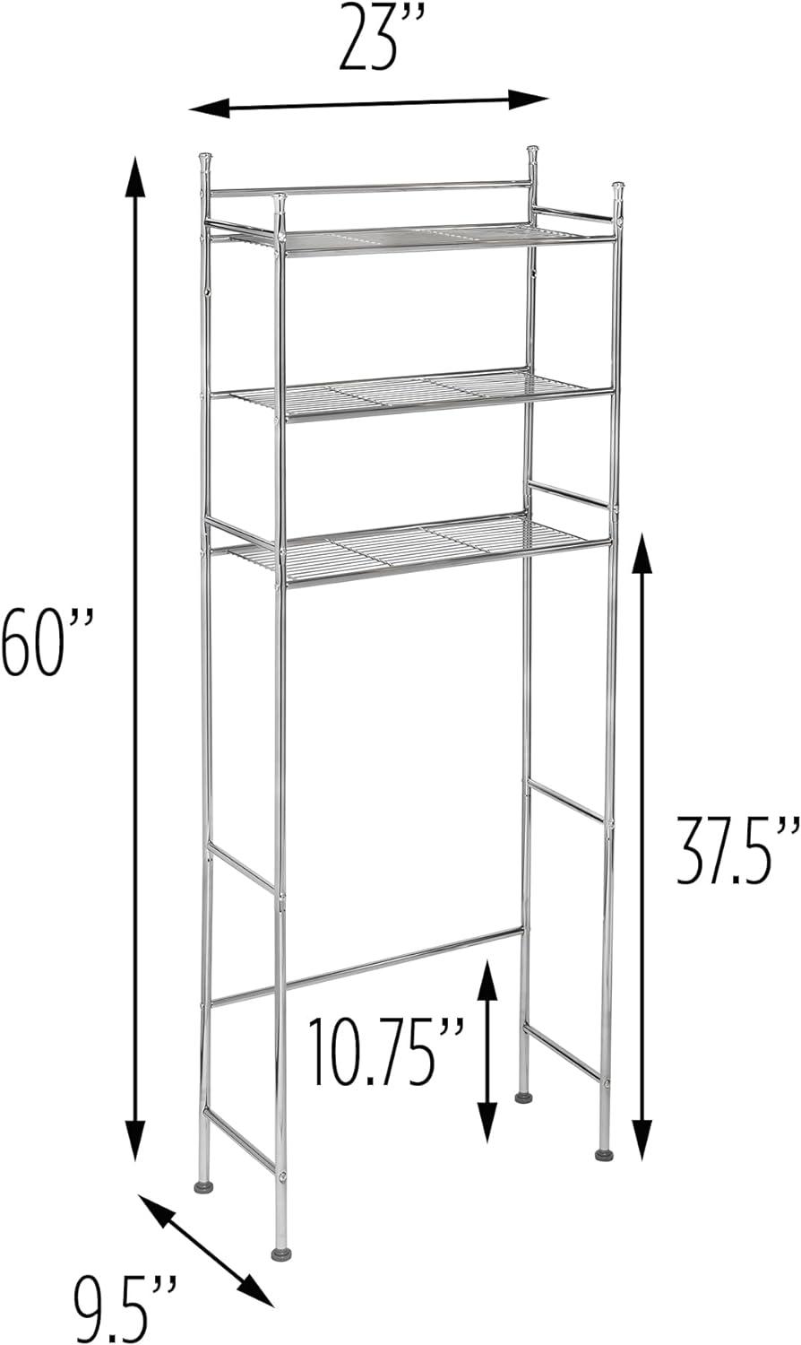 Chrome 3-Tier Over-the-Toilet Bathroom Storage Shelf