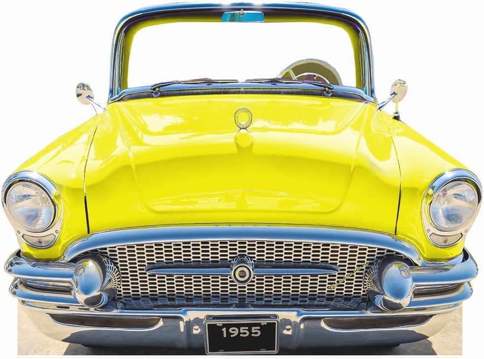 Classic Yellow 1955 Coupe Car Cardboard Cutout Standee