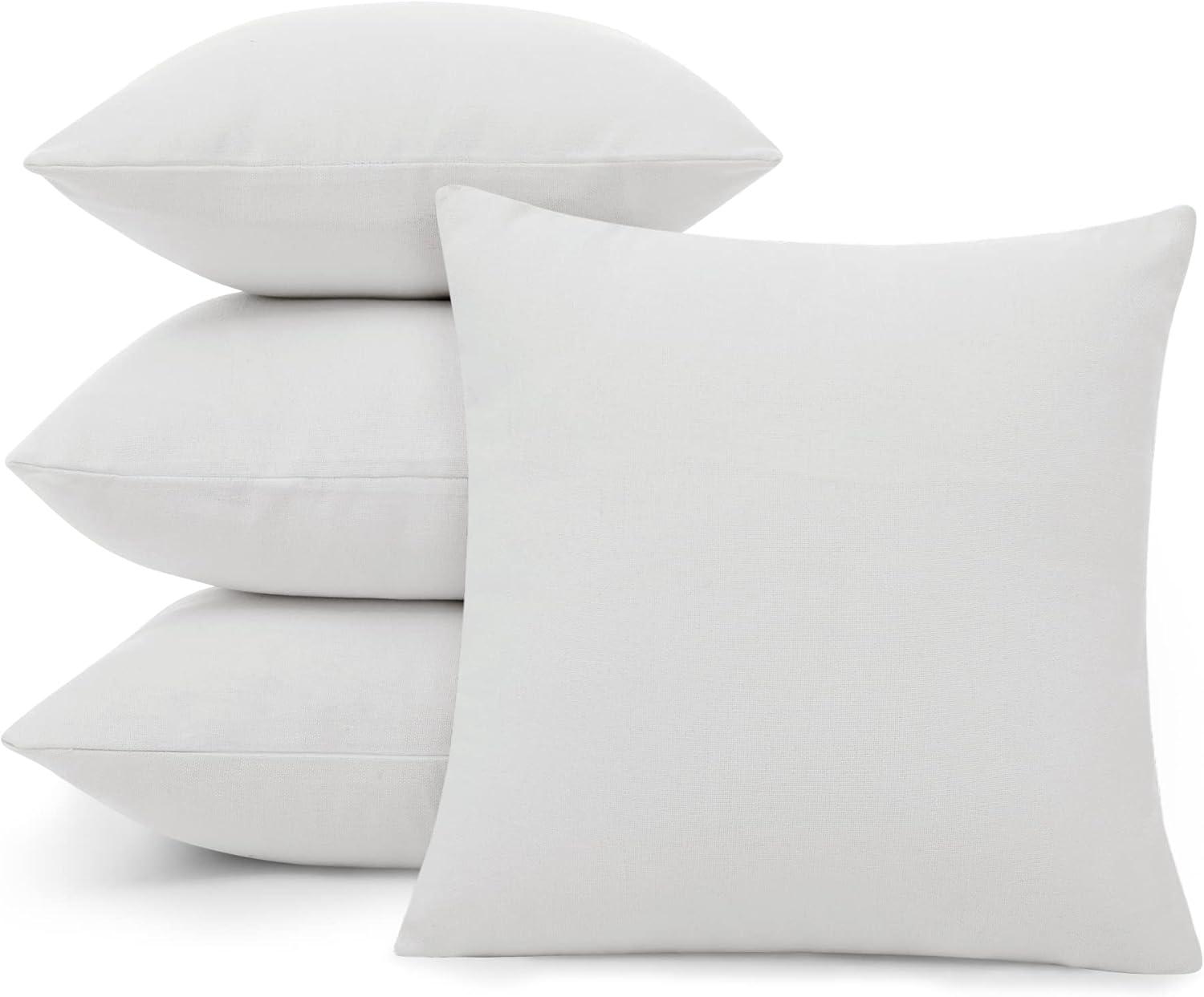 Deconovo Decorative Throw Pillow Covers - Set of 4 Soft Linen Cushion Covers, 20x20 Inch, Green & Machine Washable Pillowcases for Sofa, Bedroom, Living Room Décor, Beige