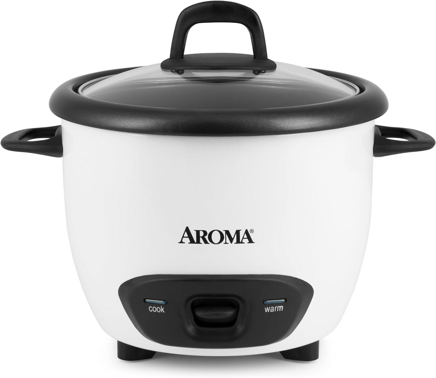 AROMA® 6-Cup (Cooked) / 1.5Qt. Rice & Grain Cooker, White, New, ARC-743G