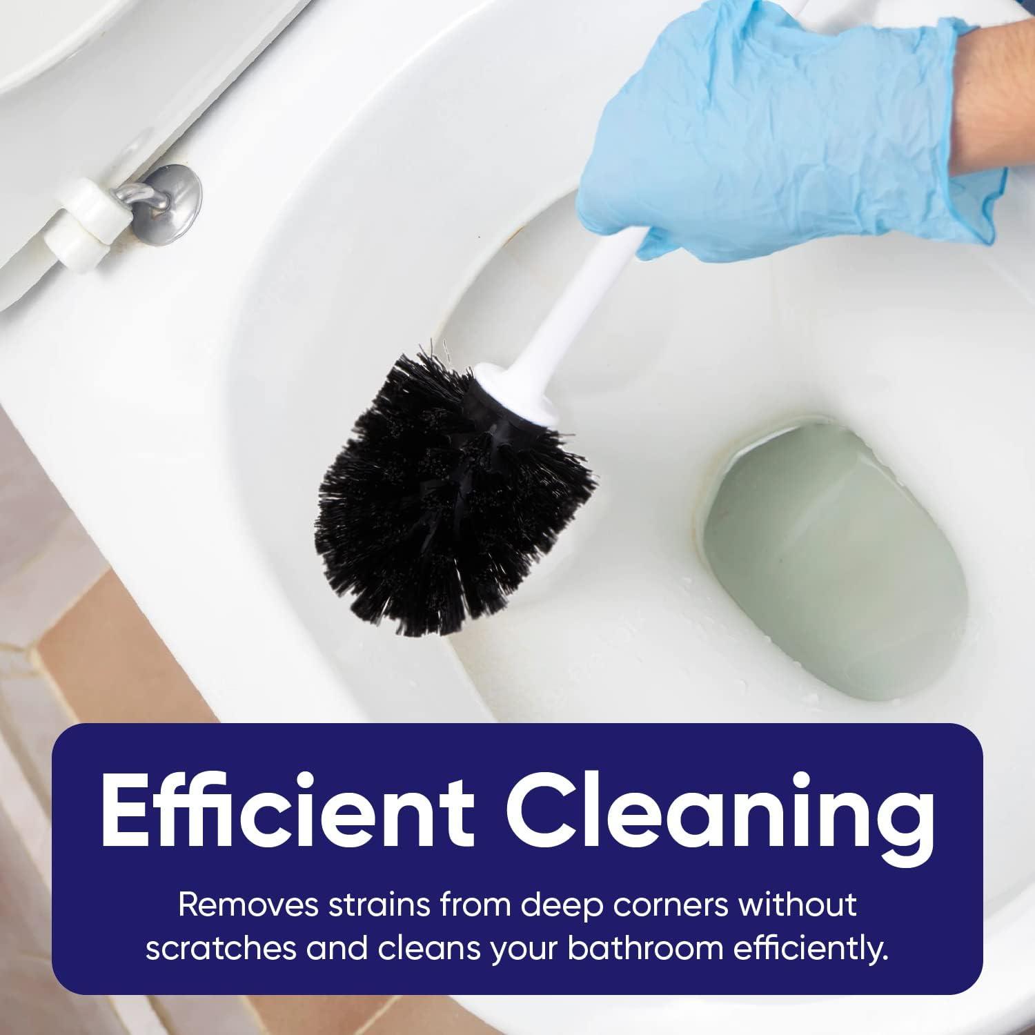 Modern Toilet Brush and Holder, White Toilet Bowl Scrub Brush with Storage Caddy, Bathroom Cleaner. by Superio