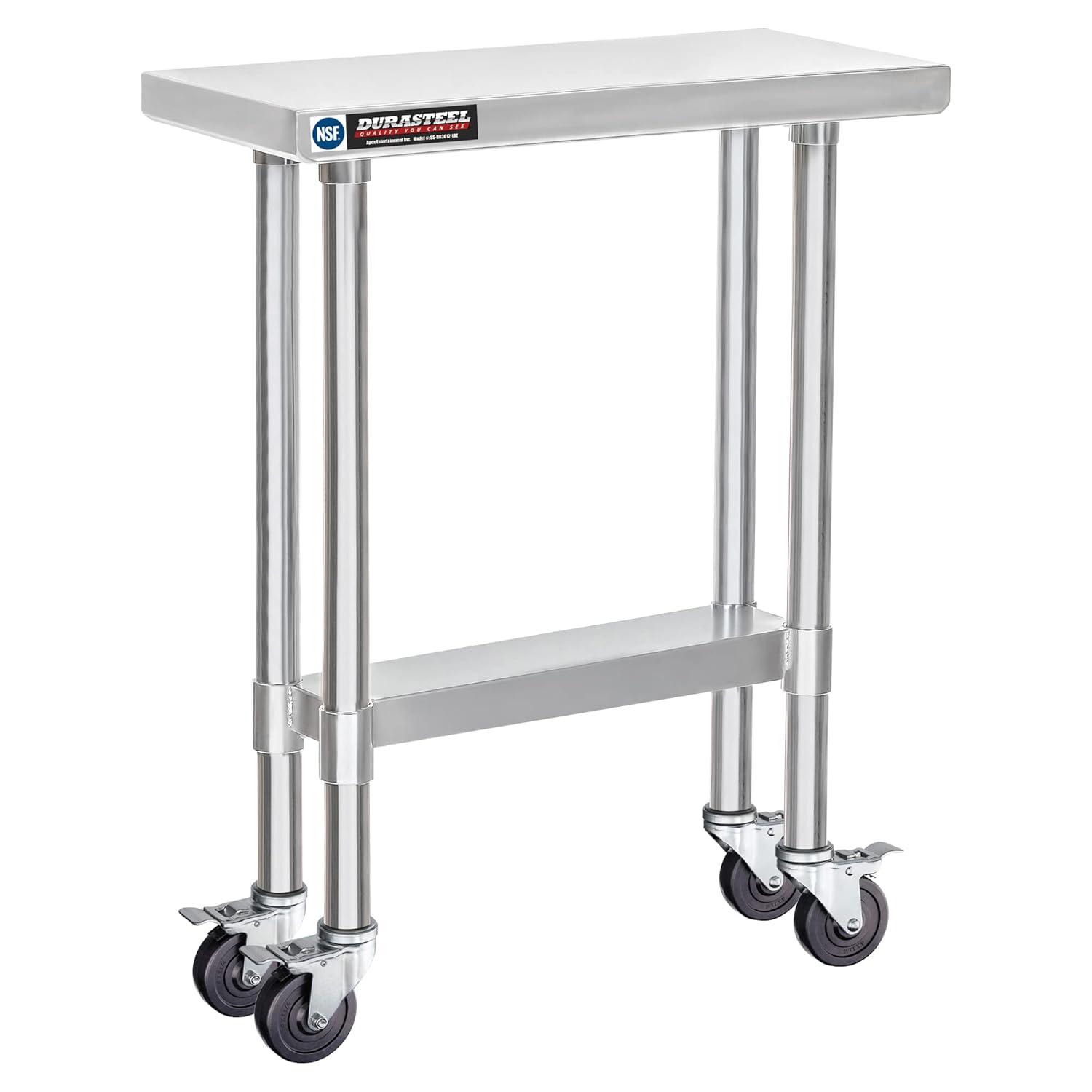 DuraSteel Stainless Steel Work Table with Undershelf / Size: 34" H x 12" W x 30" L