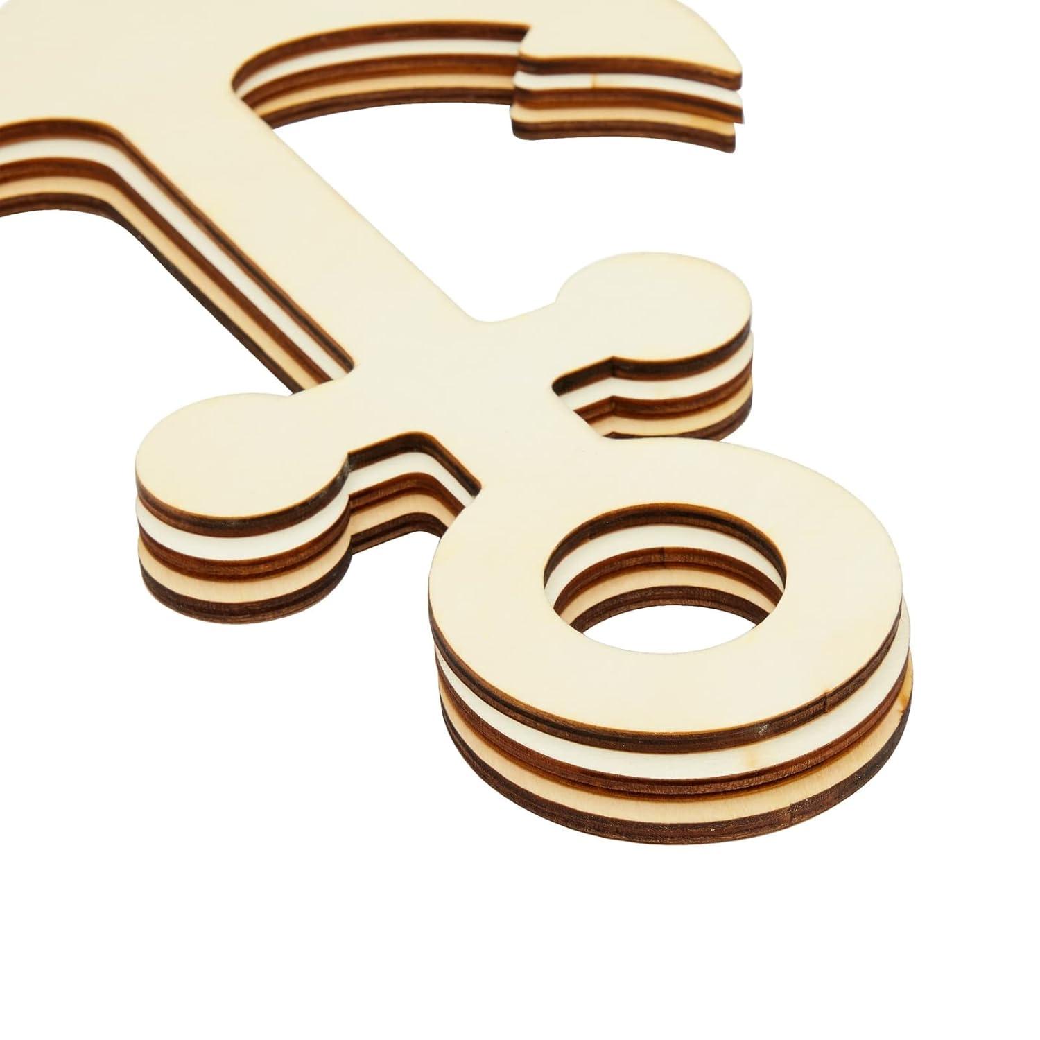 6 Pack Unfinished Wooden Anchors for Crafts, Nautical Wood Cutouts for DIY Projects, Nautical Decor (11.6 x 8.8 In)