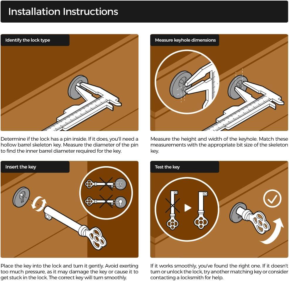 UNIQANTIQ HARDWARE SUPPLY Hollow Barrel Skeleton Key