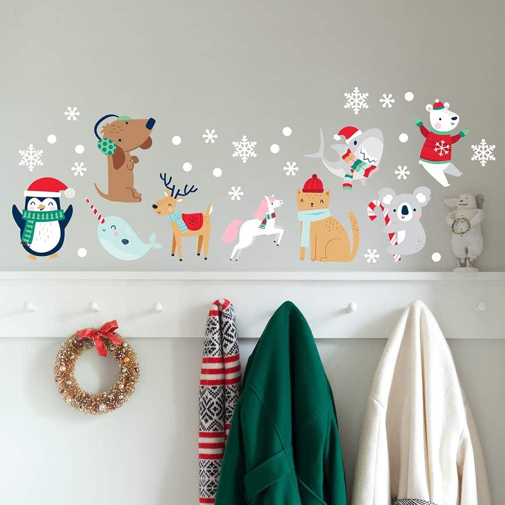 Christmas Snow Animals Vinyl Wall Decals for Kids Room