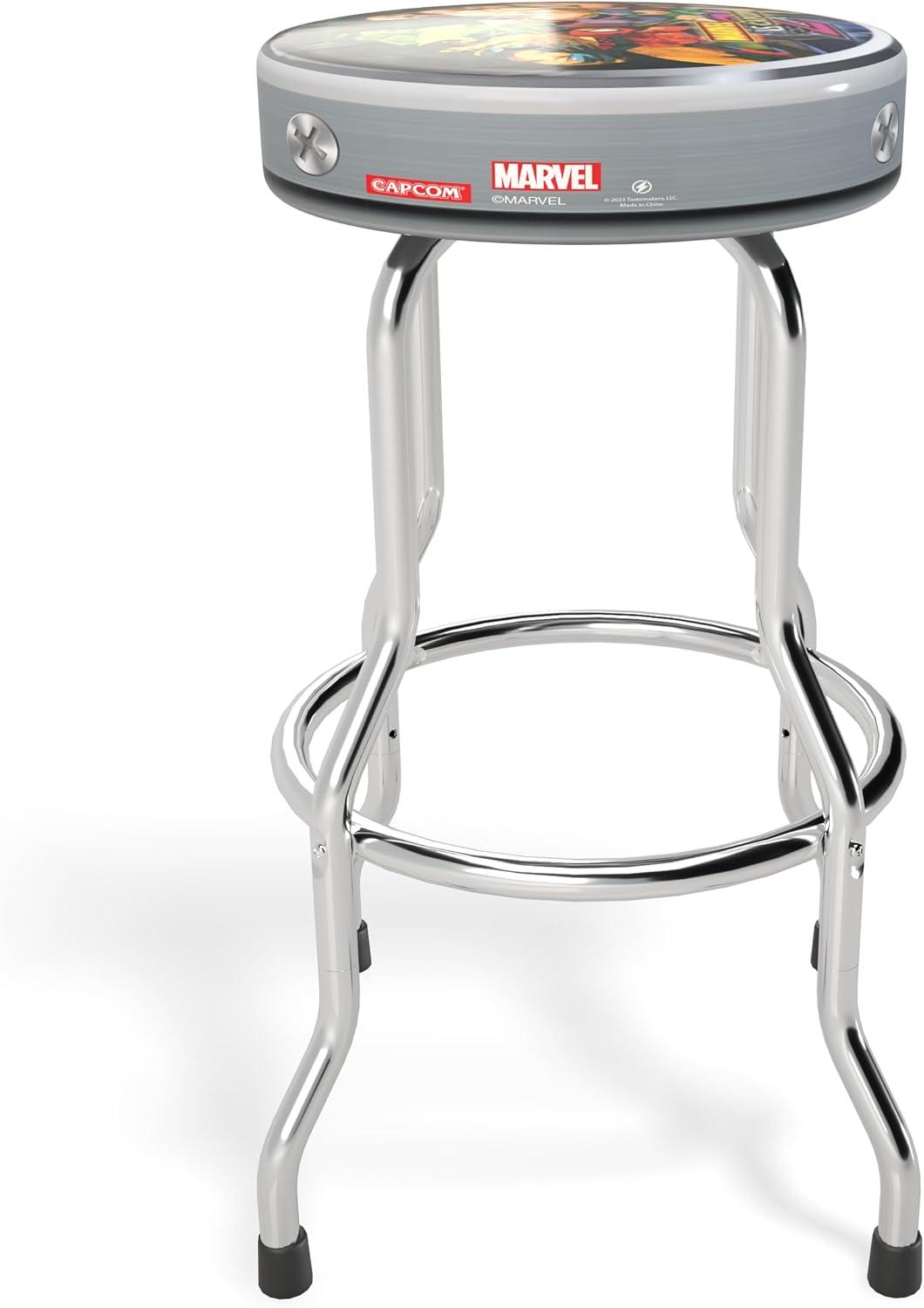 Arcade1Up Marvel Vs Capcom 2 Round Seat Adjustable Height Backless Stool, Multicolor