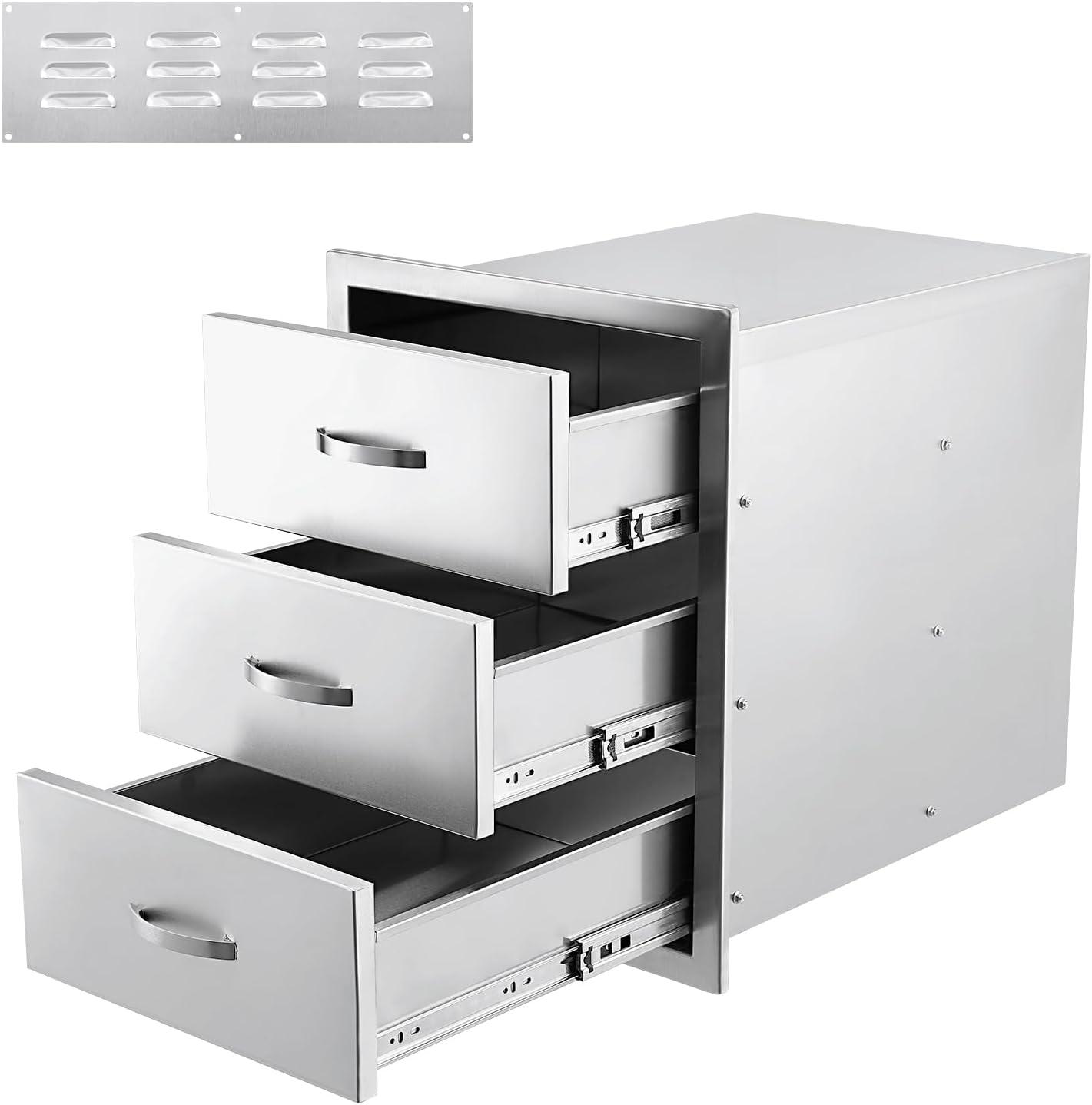 Stainless Steel 3-Drawer Outdoor Kitchen Storage Unit