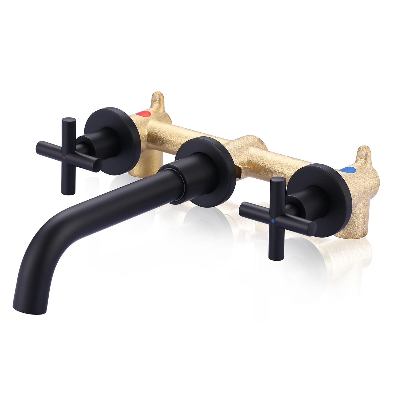 2-Handle 3-Hole Wall Mounted Roman Tub Faucet With 360° Swivel Spout