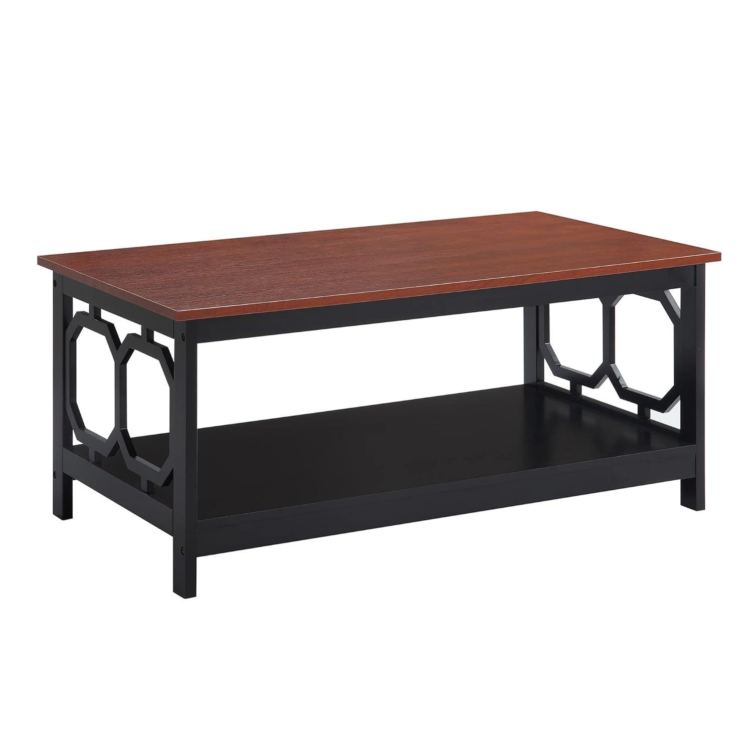 Convenience Concepts Omega Coffee Table with Shelf, Cherry/Black