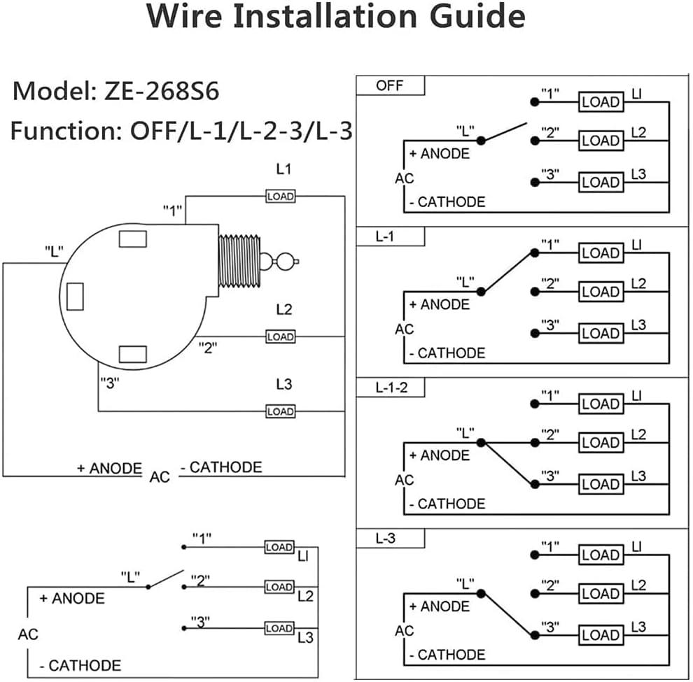 Ceiling Fan Switch 3 Speed 4 Wire ZE-268S6 ZING EAR Wall light Rotary Pull Chain Cord Switch Control Replacement Speed Control 4 Wire Switch for Ceiling Fans Nickel