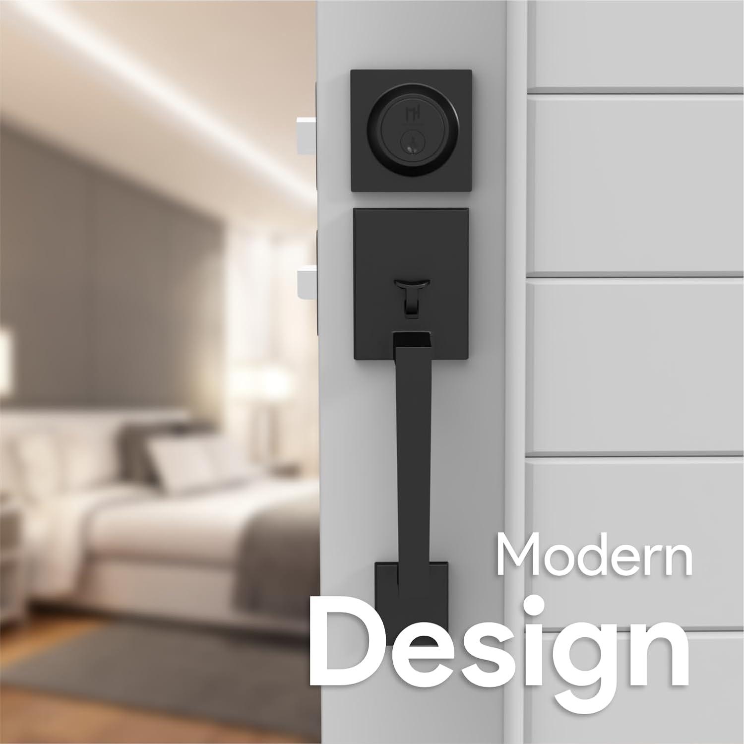 Mega Handles Tobelle Door Handleset | Reversible Entry Lever Door with Single Cylinder Deadbolt for Entrance and Front Door