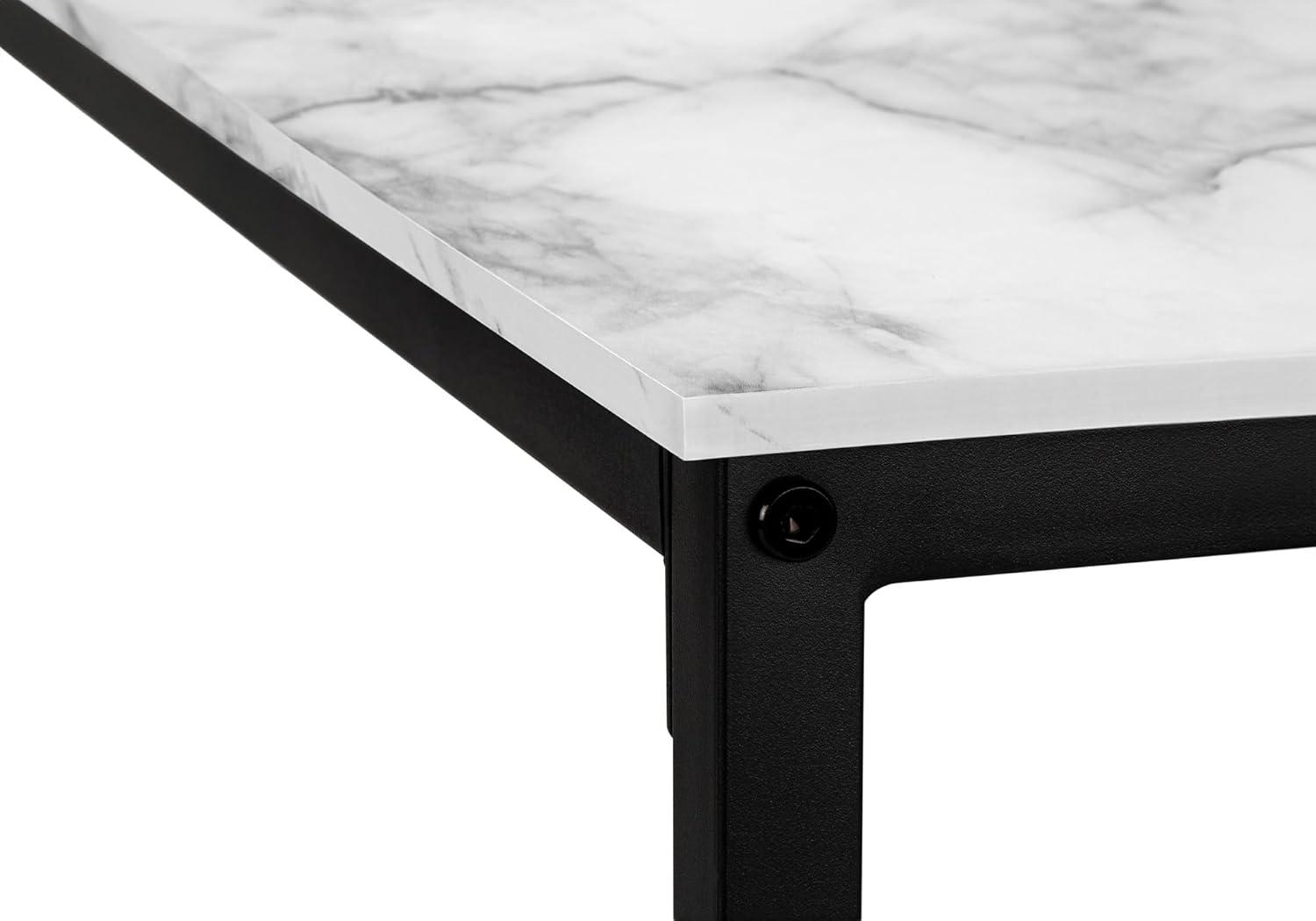 Monarch Specialties Computer Desk Home Office Corner 58InchL L Shape Work Laptop Metal Laminate White Marble Look Black Contemporary Modern