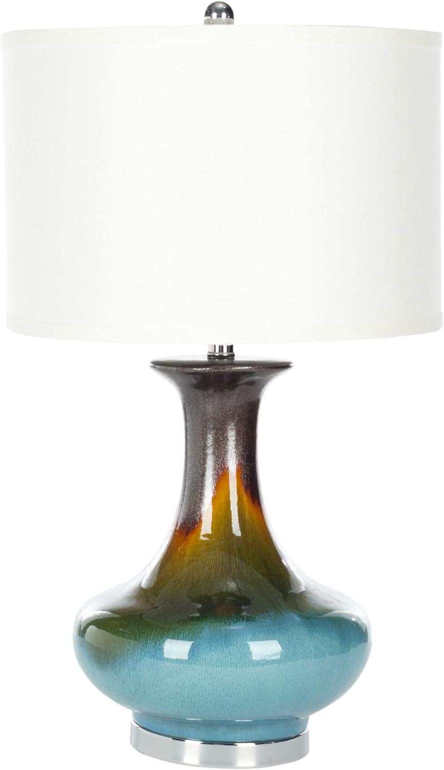 Georgia Reactive Blue Ceramic Table Lamp with White Shade