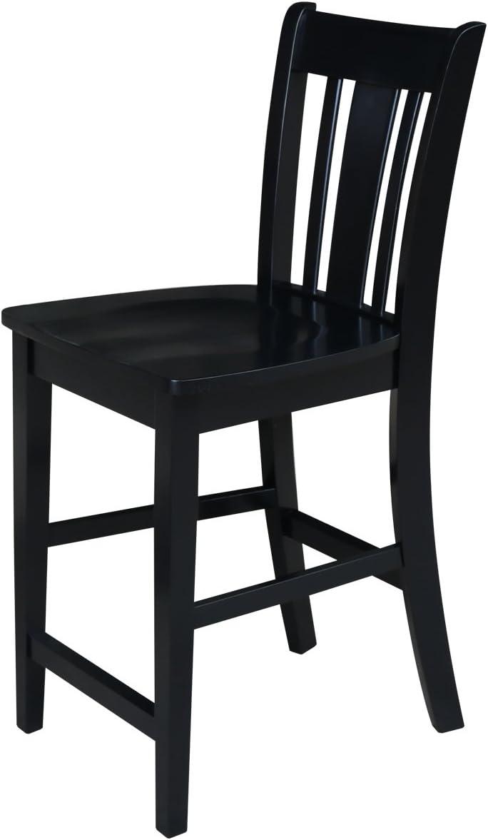 24" San Remo Counter Height Barstool Black - International Concepts: Solid Wood, Traditional Square Design, Durable Parawood