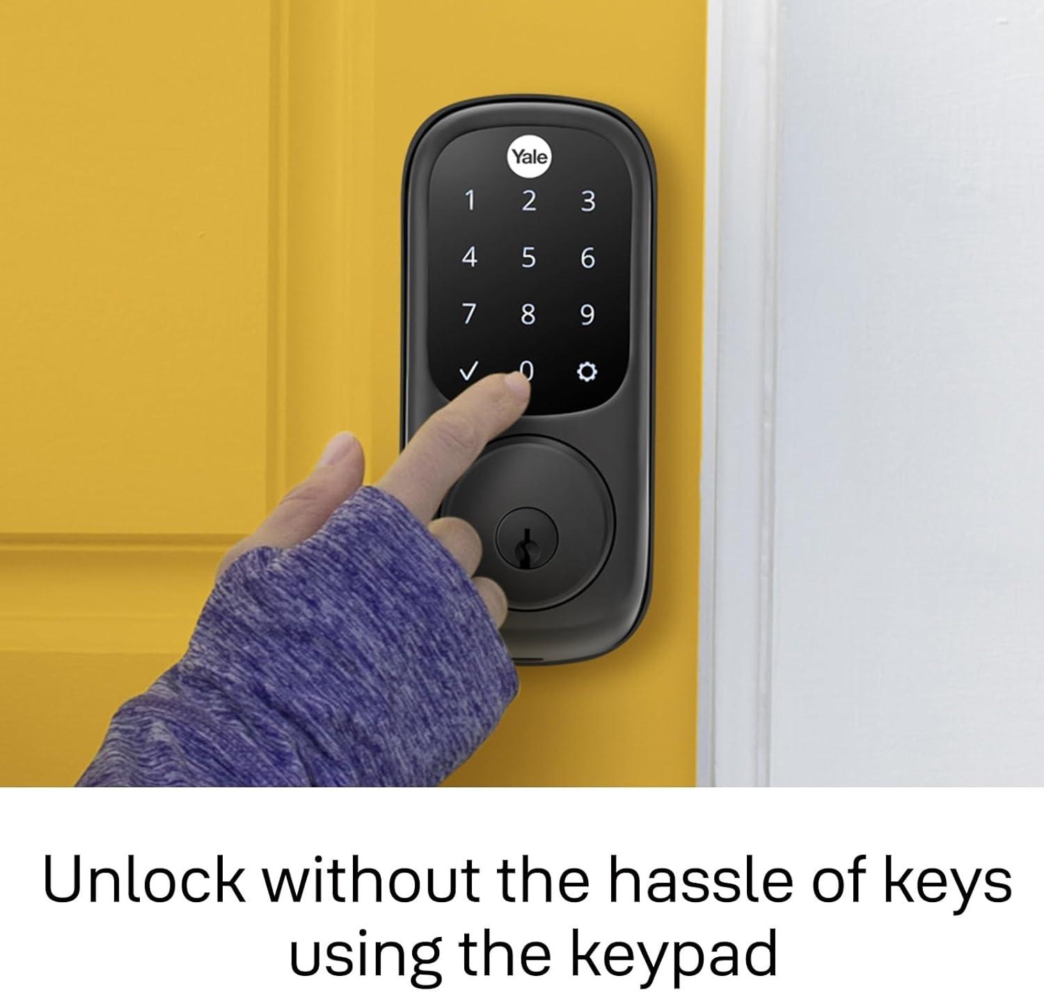 Black Suede Electronic Deadbolt with Touchscreen Keypad