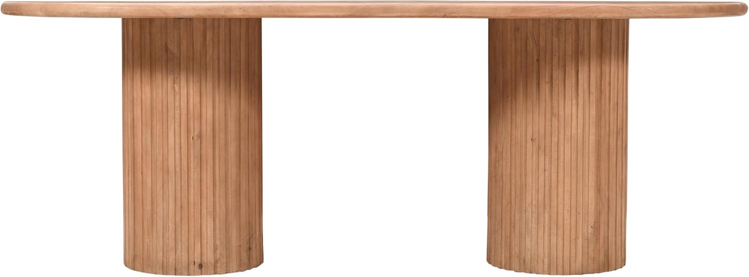 Wade Logan® Chellapah Solid Wood 84" Mid-Century Modern Fluted Double Pedestal Dining Table
