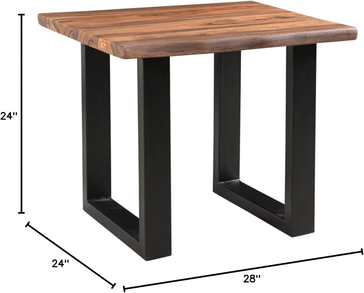 Coast to Coast Raw Edge Brownstone 28" Wide Black and Wood End Table