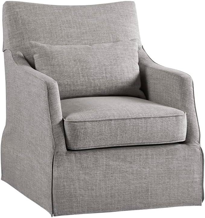 Martha Stewart London Upholstered Skirted Swivel Armchair with Lumbar Pillow