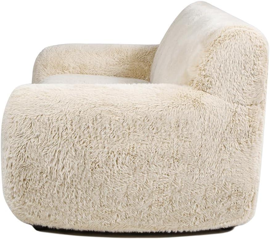 Summit 83" Faux Sheepskin Overstuffed Sofa Cream Beige