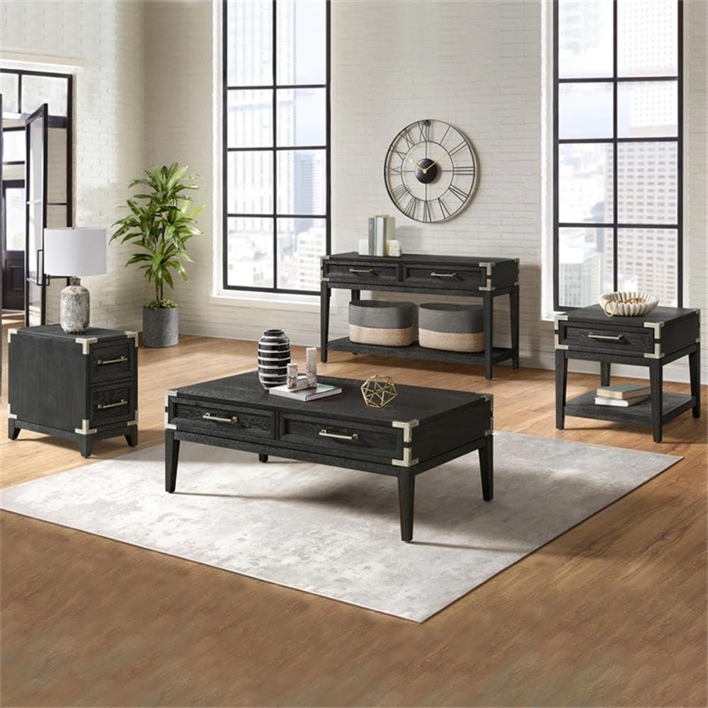 Laguna Black Oak Veneer and Metal Rectangular Coffee Table with Storage