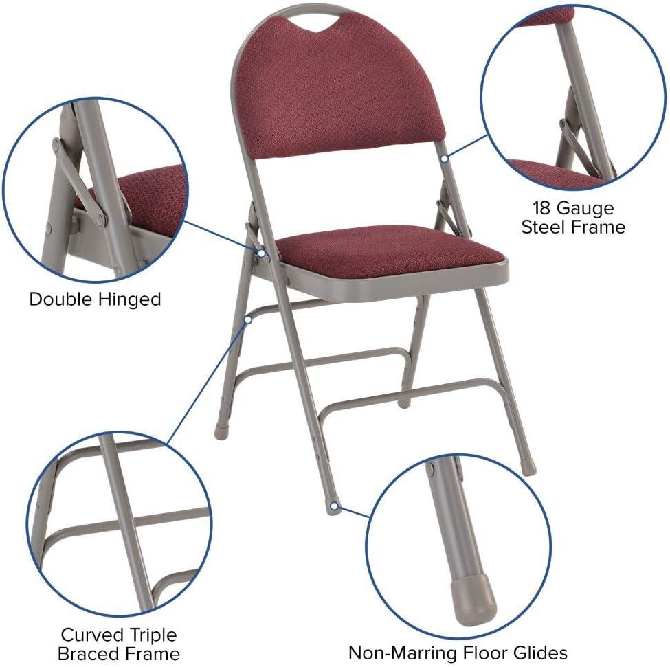 Flash Furniture 2 Pack HERCULES Series Extra Large Ultra-Premium Triple Braced Metal Folding Chair with Easy-Carry Handle